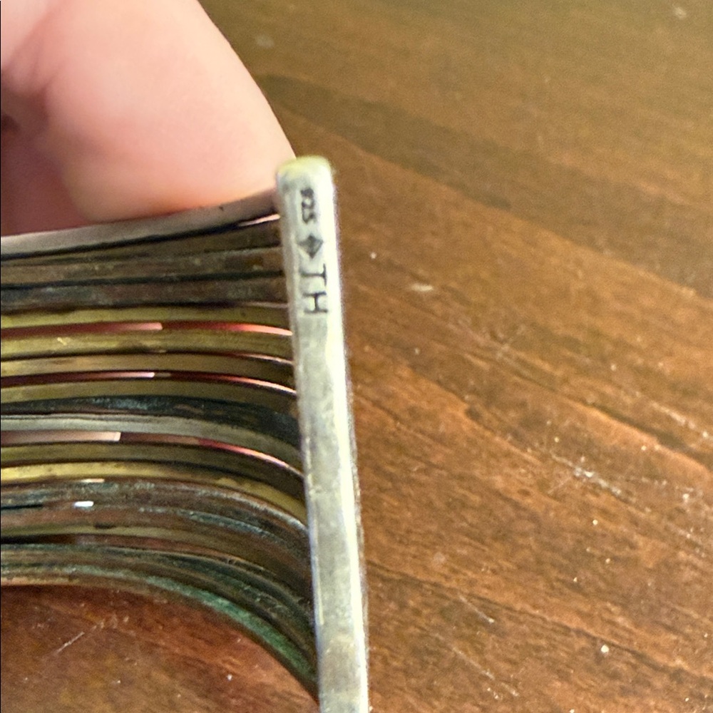 Silpada Multitone Metal Cuff Bracelet - Silver, Gold, Blue-Green - Picture 5 of 5